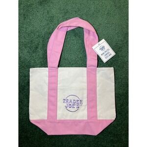 Trader Joe's Mini Canvas Tote (Pastel) Pink/lavender